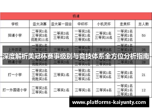 深度解析美冠杯赛事级别与竞技体系全方位分析指南